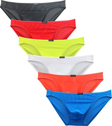 iKingsky Micro Slip Homme Taille Basse Respirant en Coupe Bikini sous-vêtements pour Homme (L, Pack de 6)
