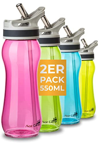 AceCamp TRITAN Trinkflasche | Sportflasche | BPA-frei I für alle Getränke I 2 x Springdeckel Rosa 550 ml