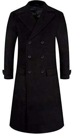 APTRO Mens Wool Coats Long Coats Thick Winter Jacket Elegant Outwear 80% Wool Trench Coat 1818 Black L