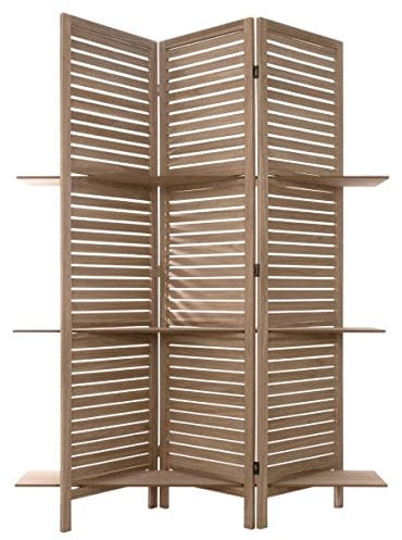 Atmosphera - Paravent 3 Regale - Holz H 170 cm - Kastanienbraun