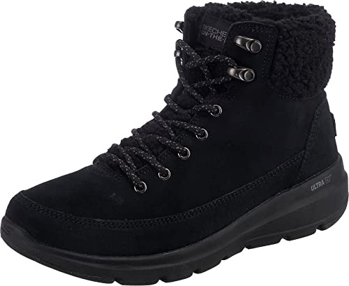Skechers Women's Glacial Ultra Woodlands, Black, 4 UK | Cold Weather, Ultra Go Cushioning, Air-Cooled Goga Mat, Sherpa Lining, 3M Scotchgard