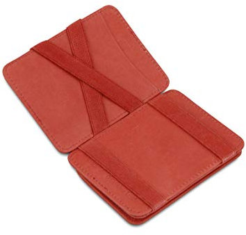 Hunterson Flacher Geldbeutel Fuer Herren aus Leder, Magic Wallet mit RFID-Schutz, Geldboerse mit Kleingeld und Platz Fuer 6 Karten, Terracotta