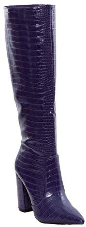 Toocool - Stivali Donna Scarpe a Punta Coccodrillo Ginocchio Tacchi Alti X8062 [40,Viola]
