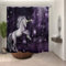 FANSU Duschvorhang Wasserdicht Anti-Schimmel Anti-Bakteriell, 3D Drucken 100% Polyester Bad Vorhang für Badzimmer mit C-Form Kunststoff Haken (Einhorn,90x180cm)
