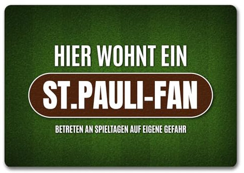 trendaffe Hier wohnt ein St.Pauli-Fan Fußmatte ohne Rand mit Rasen Motiv