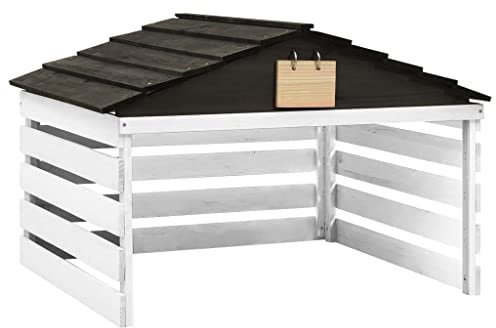 vidaXL Garage de Tondeuse à Gazon Robotique Abri de Tondeuse Housse pour Tondeuse à Gazon Protection Extérieur Noir et Blanc 78x74x54 cm Bois de Sapin