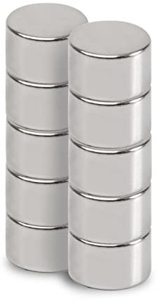 MAUL Neodym-Scheibenmagnet – flacher Magnet mit hoher Haftkraft für einen vielseitigen Einsatz – Magnet rund mit elegantem und modernem Design – Ø 8 x 5 mm – 10er Pack – hellsilber