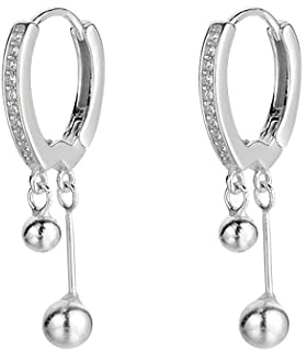 SLUYNZ 925 Sterling Silber Ball Creolen Ohrringe baumeln für Damen Perle Creolen Ball Ohrringe Huggie Ohrhänger