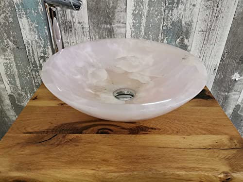 Waschbecken aus Marmor Onyx Rosa 5 Durchmesser 43 cm Foto Real des Waschbeckens Waschbecken Waschbecken Bad Aufsatz