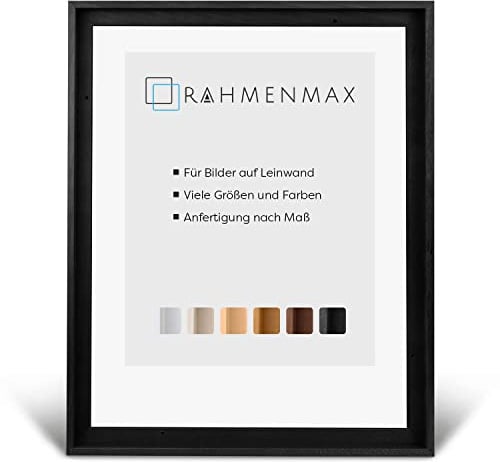 RahmenMax® Luzern Schattenfugenrahmen 70x100 cm aus lackiertem Massiv Holz/Rahmen für Leinwand/Bilderrahmen für Keilrahmen/Leinwandrahmen in Schwarz - Maßanfertigung möglich