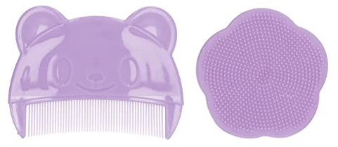 Luqeeg Baby Badebürste, Milchschorf Bürste und Kamm, Weich Baby Bad Bürsten Set Aus Silikon Mit Wiegenhaubenbürste und Aufbewahrungsbox Ideal für Neugeborene, Baby(Lila)