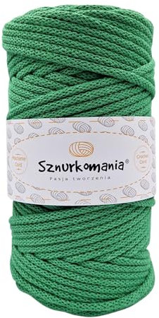 Sznurkomania, Baumwollkordel 5mm 100m, 46 Farben, Weiß Farbe, Makramee Garn, Baumwollgarn, geflochtene Baumwollkordel 5mm mit Kern, Makramee Kordel, Häkelkordel