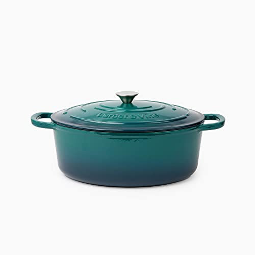 Larder & Vine Enameled Cast Iron 8 qt Dutch Oven Pot with Lid | Bread Baking | Compatible on All Cooktops & Oven Safe to 500° F | Great for Sourdough Bread | Bondi