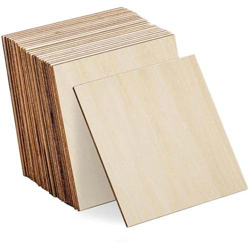 Lindenholzplatten, unlackiertes Holz, dünne Sperrholzplatten zum Basteln, perfekt für DIY-Projekte, Holzgravur, Holzverbrennung (100 x 100 x 2 mm), 30 Stück
