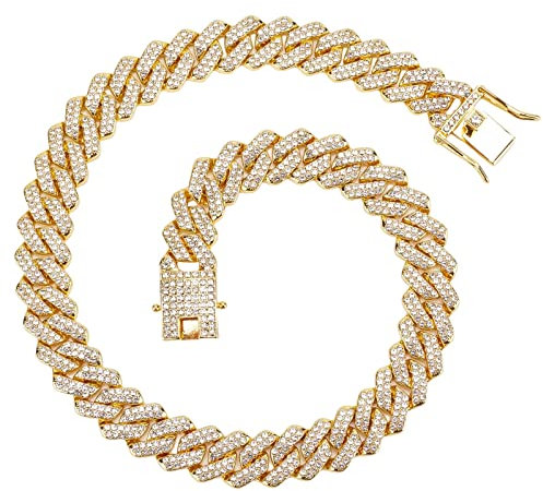 GORGECRAFT Hundekette Diamant Kubanisches Halsband Gehen Metallkette Halsband Kristall Strass Tennis Halskette Legierung Gliederkette Halskette Schnappverschluss Für Kleine Mittelgroße Hunde Katzen