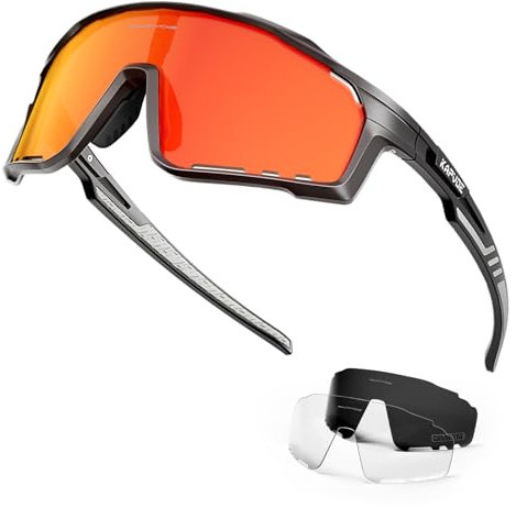 KAPVOE Polarisiert Fahrradbrille Herren Damen Rennrad Brille Sport Sonnenbrillen TR90 MTB Brille Radbrille Radsportbrille UV400 Schutz Sportbrille Radfahren MountainBike Laufen Volleyball Golf Rot