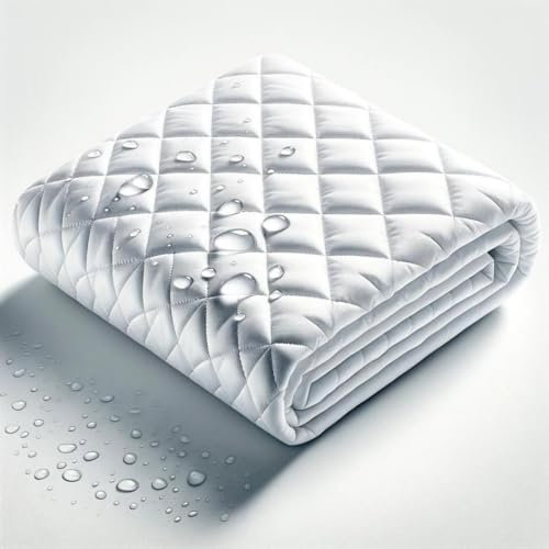 Coprimaterasso singolo impermeabile,%100 Cotone,Antiacaro,Con Angoli,Super morbido,Trapuntato,Premium,Antibatterico,Antitraspirante e Antipiega(Certificato OEKO-TEX)(100x200, bianco)