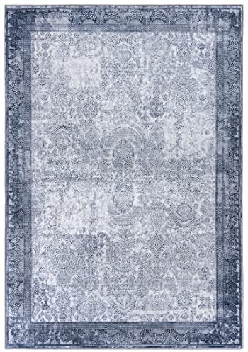 Mazovia Teppich Wohnzimmer 80x150cm Anthrazit Grau Klassisch Stilvoll | Teppich für Schlafzimmer Büro Esszimmer Eingangsbereich Rutschfest Maschinenwaschbar Wetterfest Pflegeleicht Tierfreundlich