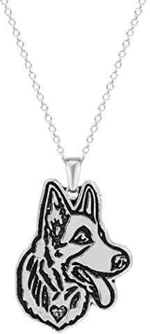DUTACK Halskette mit Anhänger Deutscher Schäferhund, einzigartiger Tierschmuck für Frauen und Mädchen, Tierliebhaber, Geschenk, Großhandel, Zink, Kein Edelstein