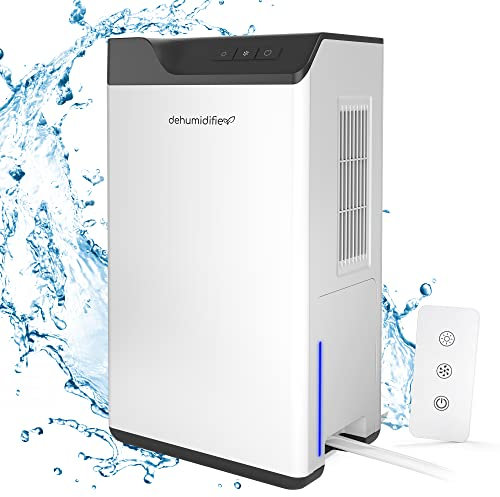 Dehumidifier for Home with Drain Hose, 2L Water Tank, Dual Semiconductor, Auto Shut off, Auto Defrost, Portable Dehumidifier for Bedroom/Bathroom/RV/Basement/Closet