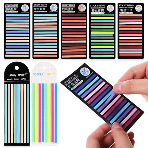 MAGICLULU 8 Packungen Seitenmarkierung Klebemarkierung Haftmarker Index Tabs Haftstreifen Pastell Klebezettel Dünn für Seitenmarkierung