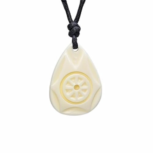 HXSCOO Handgefertigter Schmuck Nepal Yak Knochen Kreis Anhänger Halskette Wassertropfen Vintage Stil Schmuck Verstellbarer Damen Choke
