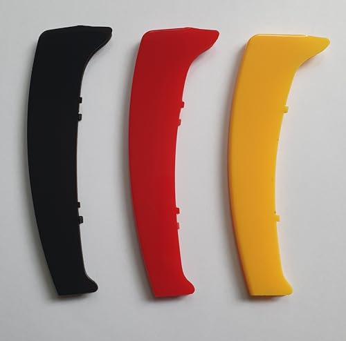 BizTech ® Clip In Kühlergrill Einsätze Kompatibel mit BMW, Motorhaube Nieren Sport Streifen Abdeckung Deutschland Flagge Farben (Serie 1 E87 03-11, RUNDE)