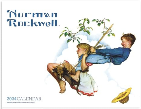 Norman Rockwell Wandkalender 2024 zum Aufhängen, 48,3 x 27,9 cm (offen), Monatsplaner und Organizer 2024, schöne Bilder von Norman Rockwell