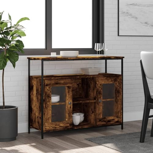 CIADAZ Sideboard Räuchereiche 100x35x80 cm Holzwerkstoff, Kommode Schlafzimmer, Wohnzimmerschrank, Flur Kommode, Zimmer Möbel - 835506