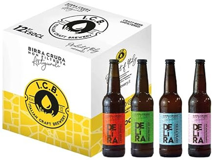 Delíra – 12 Birre Artigianali Italiana Cruda Non Filtrata | Set Degustazione Da 50 cl, Idea Regalo Particolare. Mix Selezione: Rossa, IPA, Weiss, APA