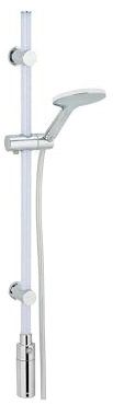 Avilia Set Duschstange mit LED-Beleuchtung, mit Duschkopf und Schlauch, 150 cm, Befestigung ohne Bohren, Länge der Stange: 94 cm, davon 78 cm, energiesparend, verchromt, ABS