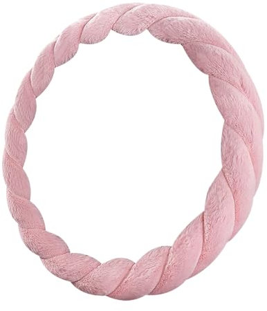 JNNJ Anti Rutsch Lenkradabdeckung, Flauschige Winter Auto Lenkradbezüge, Damen Auto Lenkradhülle, Winter Warm Lenkradschoner, Plüsch Lenkradbezug(Rosa)