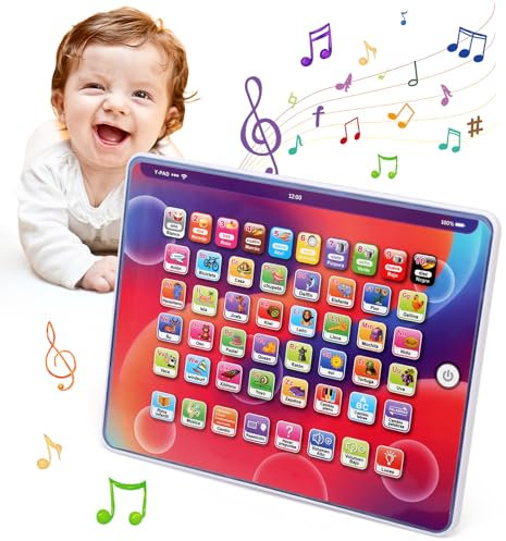 Afufu Español Tablet Juguete, Aprende Letras y Números, Juguetes Aprendizaje con Música y Luces, Regalos para Niños Niñas 3 4 5 Años en Edad Preescolar, Juegos Educativos Montessori 3 4 5 Años