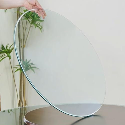 whalebee Mesa Redonda De Cristal Vidrio Templado Para Mesa De Centro Espesor 7mm Ø 45 55 65 75 85 100cm, Con Almohadilla Antideslizante, Borde Pulido