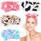 KEYRI 4 Stück Kosmetik Haarband Spa Bowknot Haarbänder Spa Gesicht Stirnband für Damen Elastisch Korallenvlies Haarband Schminken für Gesicht Waschen Yoga (Weiß, Rosa, Blau, Leopard, Einheitsgröße)