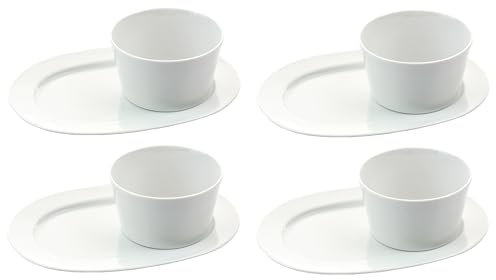 Retsch Arzberg Eisschale Eisbecher inkl. Tablett aus Porzellan | für Kalt und Heiß geeignet (4 Stück)