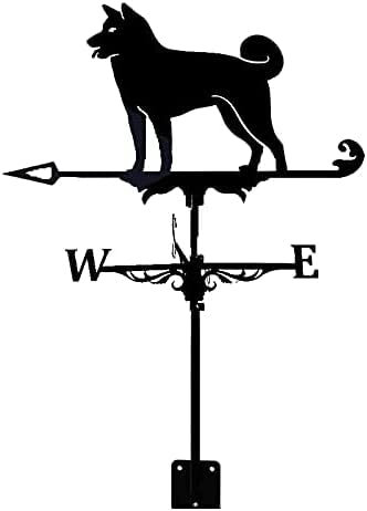 Wetterfahne für den Garten, Wetterhahn aus Metall mit Dachmontage, Wetterfahne mit Akita-Hund, Edelstahl, Windrichtungsanzeiger, Dachgarten, Metalldekorationen, Geschenk für den Außenbereich, Bauernh