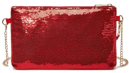Miss Lulu Pochette Femme à Paillettes avec Bandoulière Chaîne