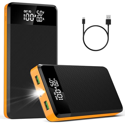 Power Bank 30000mAh,25W Fast Charging QC 3.0 USB C Portable Charger External Battery Pack with 3 Inputs & 3 Outputs, LED Display,Torch for iPhone iPad Samsung Huawei Phones Tablet (orange)