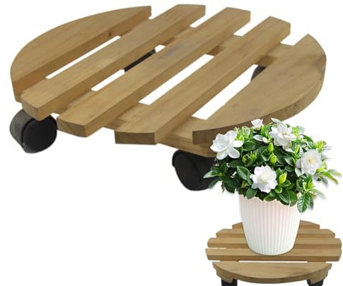 Roues à roulettes pour – Support pour d'extérieur à roulettes, Support pour en Bois | Roues en Bois en matériau sûr, Support de Pot de Fleur Rond en Bois Massif, Plateau de rou