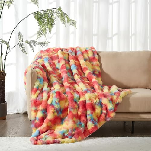 DXHOME Kuscheldecke Flauschig Decke mit Regenbogen Weich Warme Flauschige Decke, Weihnachts wolldecke Sofadecke Blanket Kuscheldecke für Mädchen und Kind(Regenbogen, 150x200cm)