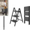 Lars360 Scaletta pieghevole a 3 gradini in acciaio, superficie in gomma antiscivolo, gradini più larghi, portata fino a 250 kg, per casa, ufficio, garage, nero