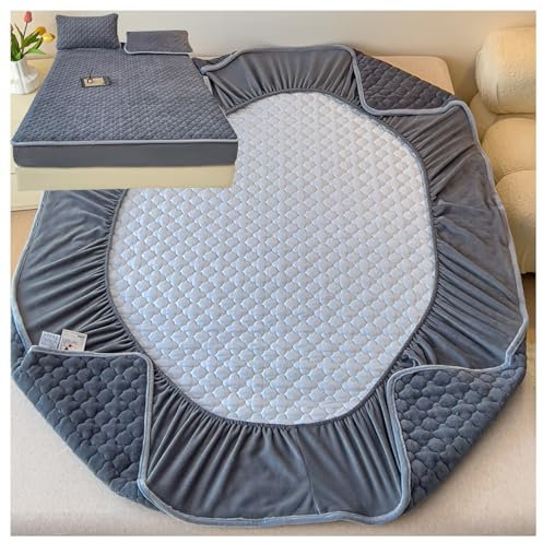OREZAUQS Matratzenschoner Matratzenbezug Dicker weicher Plüsch Matratzentopper Unterbett als Schutz für Boxspringbett Topper Matratzenschutz Rundum Elastisch (Dunkelgrau,150 * 200cm)