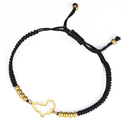 EUEAVAN Afrika Karte Armband: Afrikanisches Stammesarmband, Afrika Mutterland Kontinent Umriss, Handgeflochtenes Seil, Glücksfaden Armband, Ethnischer Schmuck für Frauen Männer (Schwarz)