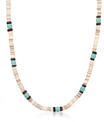 Kuzzoi Surfer Halskette Herren 925 Silber aus Türkis Howlith Muschel Beads Perlen Herrenkette für den Mann Länge 55 cm, 0108772224