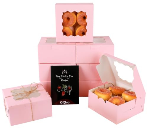Gcardist Rosa Keks-Boxen mit Fenster 15 Stück 15.2x15.2x7.6cm Bäckerei Box Gebäck Box für Hochzeit Gunst Geburtstag ＆ Party(6x6x3 inch)