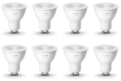 Philips Hue GU10 Smart LED Bulbs, Dimmable, Bluetooth, White, 8-Pack