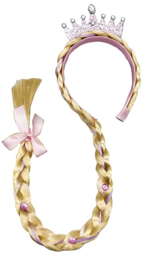 Giwnhvx B Princess Dress Up Wigs, Princess Long Braided Wig Headbands for Cosplay Princess Hairpiece Headdress Easy Install Pink