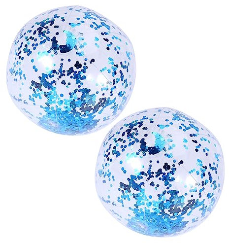 Toyvian 2piezas Balones Inflables De Purpurina Pelota De Playa Transparente para Piscina y Playa Accesorio De Fotos