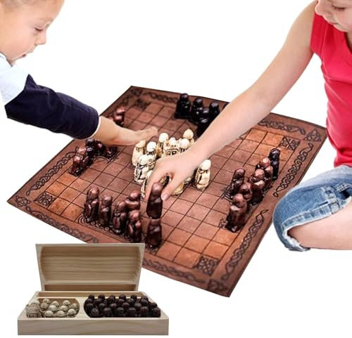 Wikinger -Schachstücke - Asymmetrisches Schachbrettspiel, Wikinger -Schachstücke, Tabletop -Schachbrettkrieg | Chess Brettspiel, Harzschachgeschenke Lernspielzeug, Strategiespiele Für Kinder Er